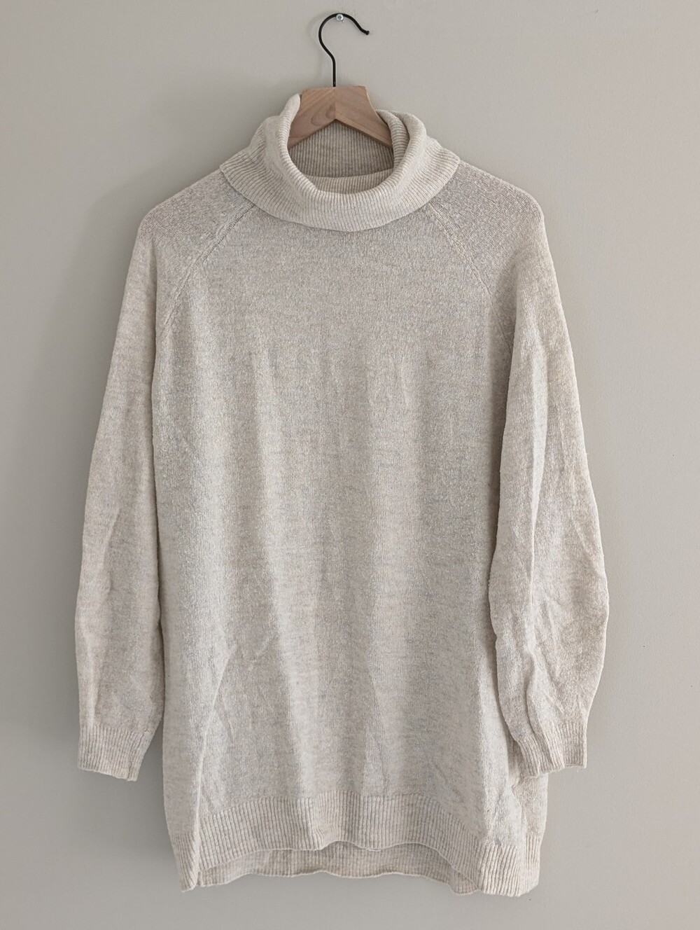 H&M Cream Turtleneck Tunic Sweater